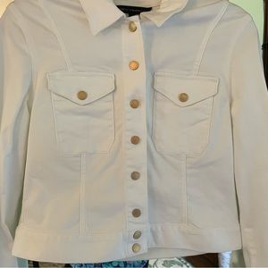 White House Black Market white denim jacket